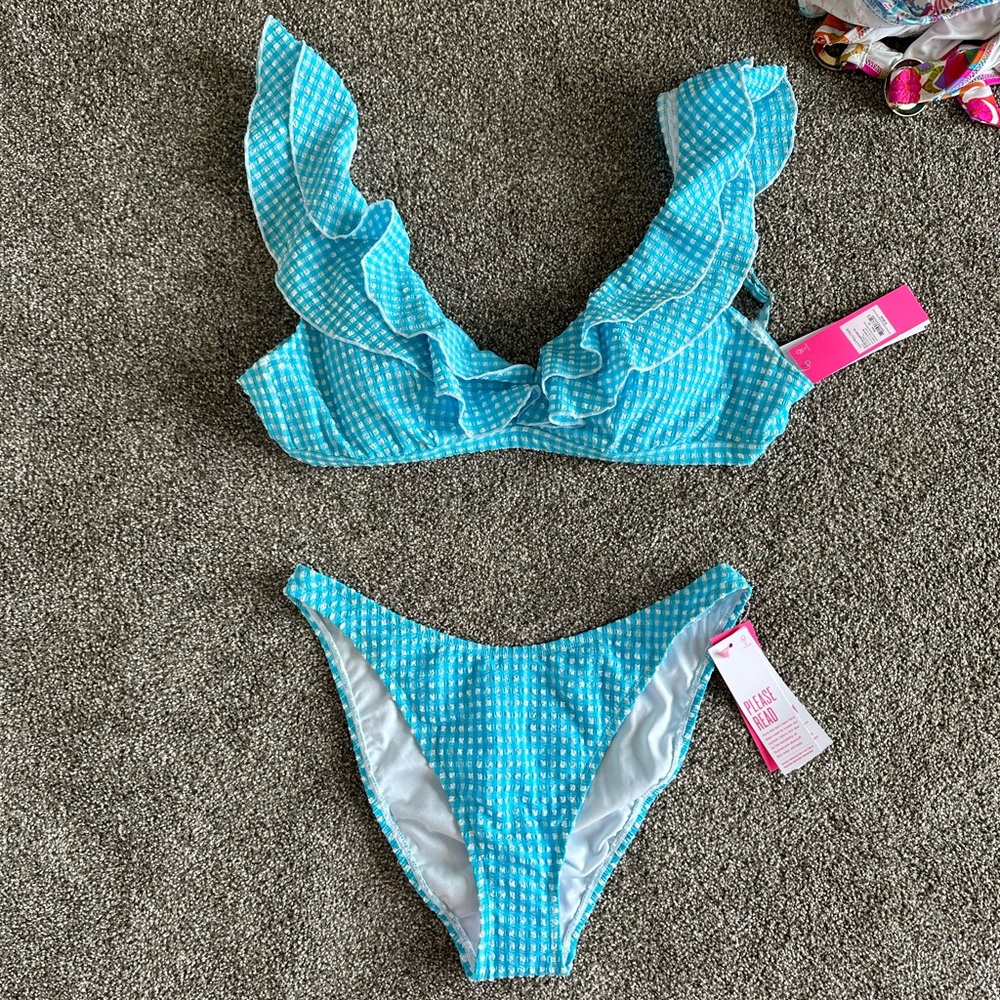 Lilly Pulitzer Blue Gingham Bikini 12